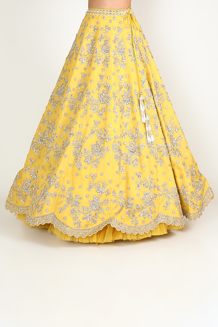 Yellow Embroidered Bridal Lehenga Set by Anushree Reddy at Pernia's Pop Up Shop
