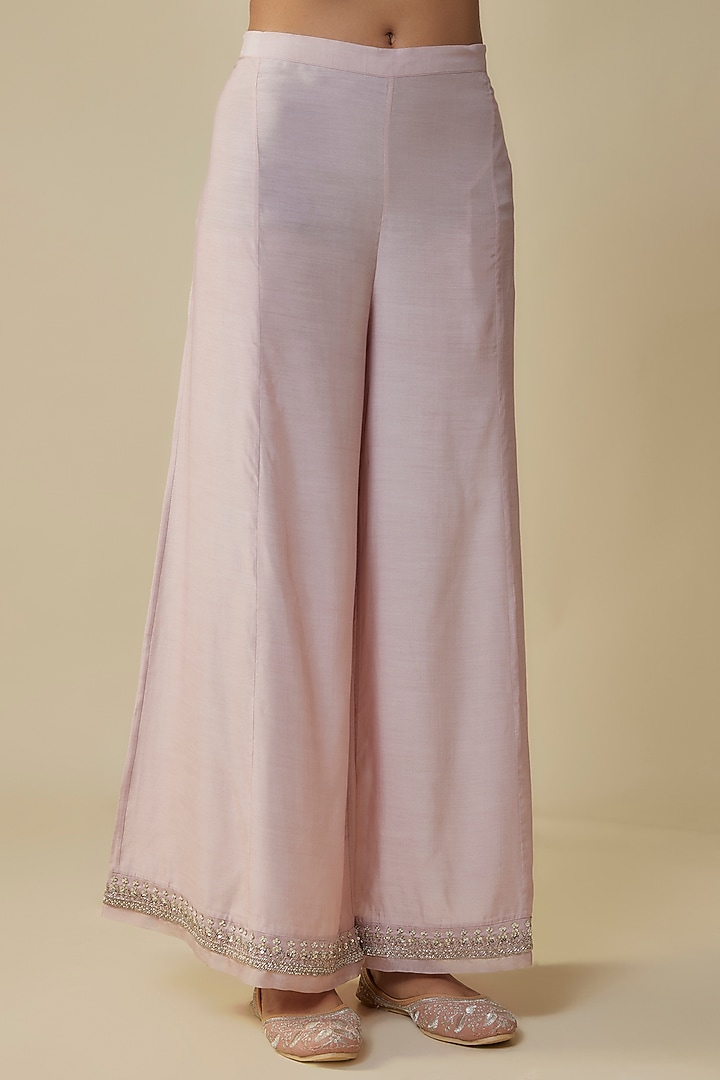 Mauve Dupion Hand Embroidered Kurta Set by Anushree Reddy at Pernia's Pop Up Shop