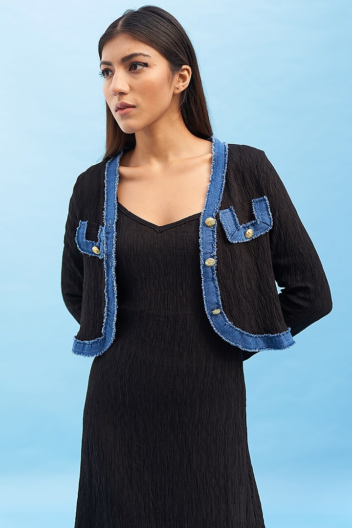 Black Georgette Jacket Summer Dress by Aruni at Pernia's Pop Up Shop