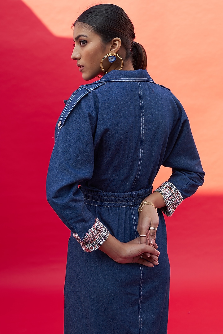 Dark Blue Denim Trench Summer Dress by Aruni at Pernia's Pop Up Shop