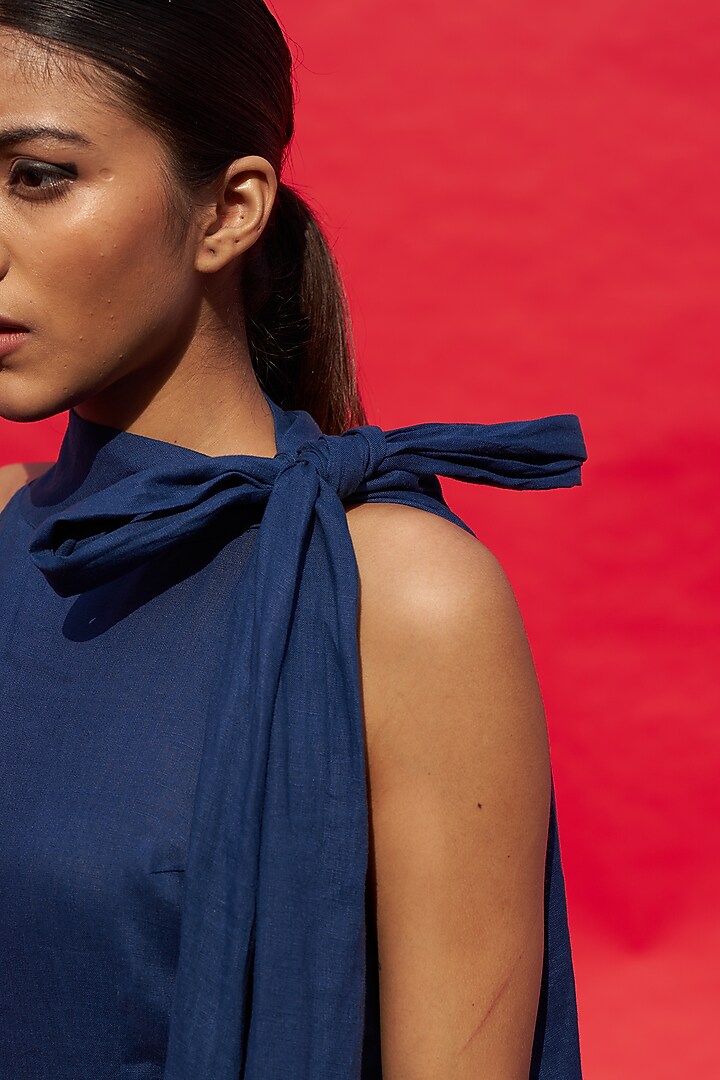Blue Linen Jumpsuit by Aruni at Pernia's Pop Up Shop