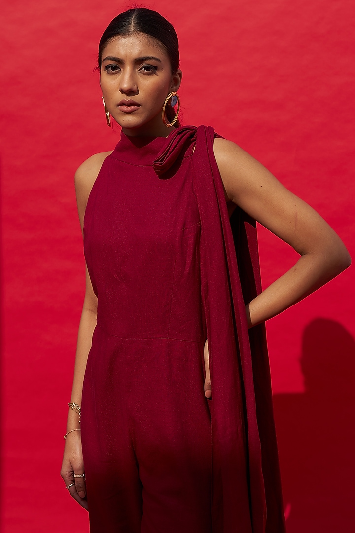 Red Linen Jumpsuit by Aruni at Pernia's Pop Up Shop