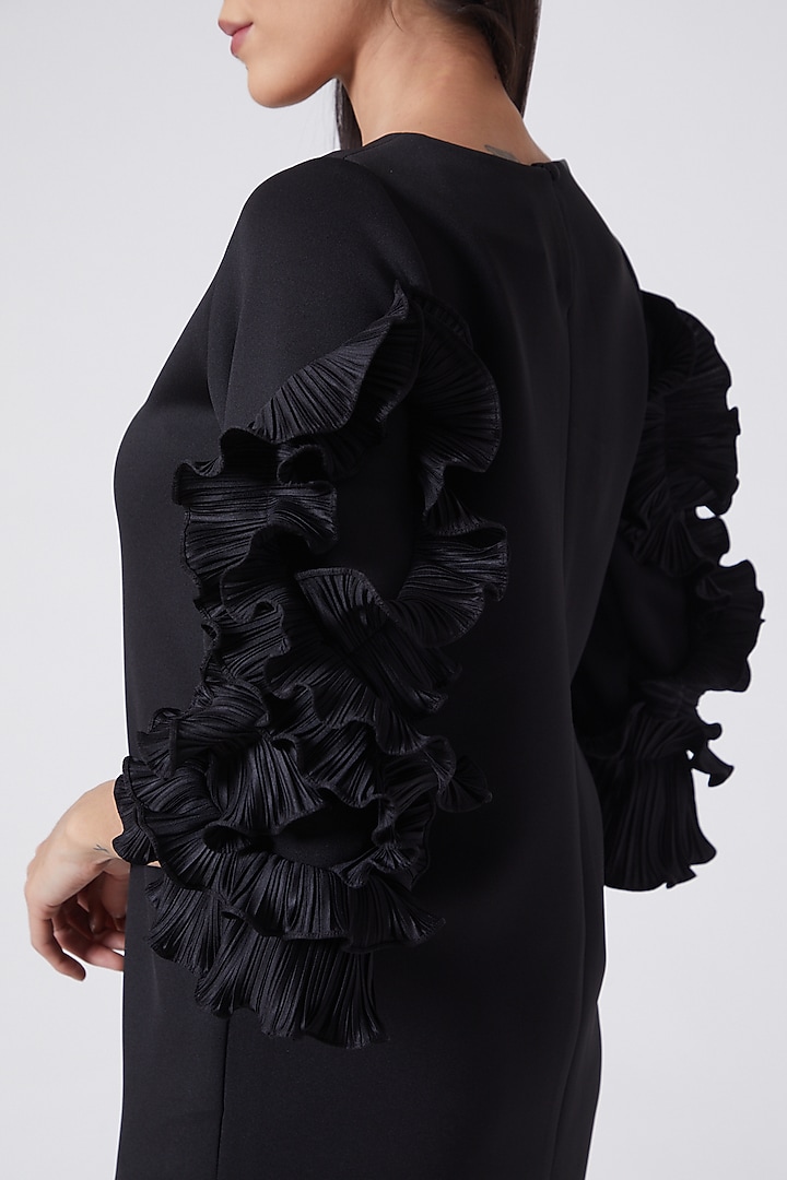 Black Scuba Mini Summer Dress by Pleats By Aruni at Pernia's Pop Up Shop