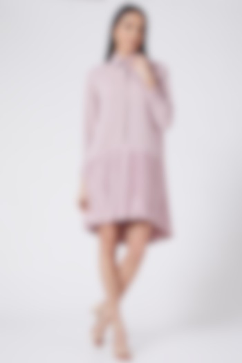 Mauve Pleated Mini Dress by Pleats By Aruni