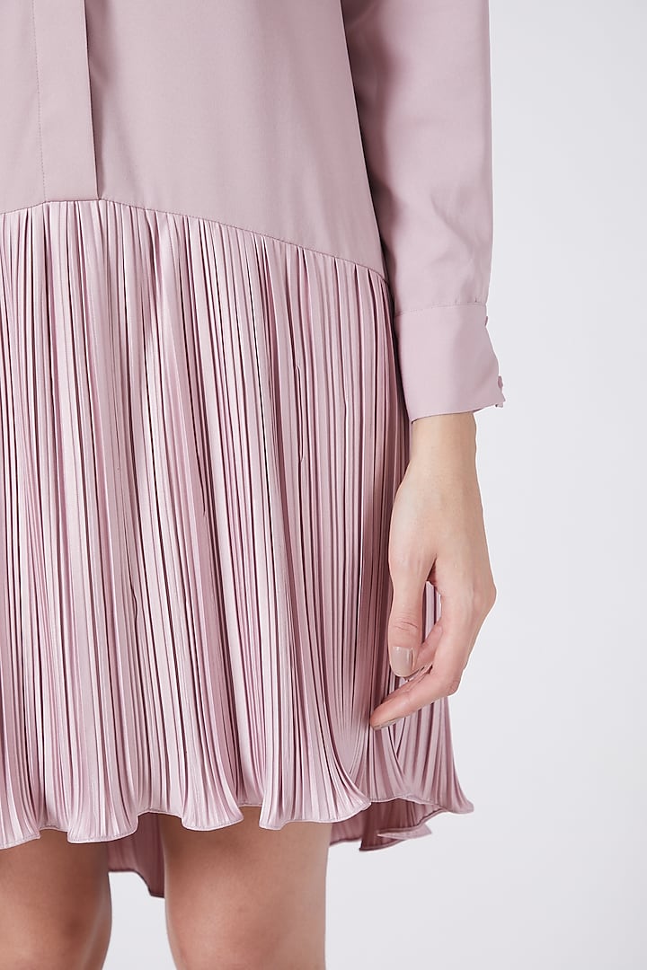 Mauve Pleated Mini Summer Dress by Pleats By Aruni at Pernia's Pop Up Shop