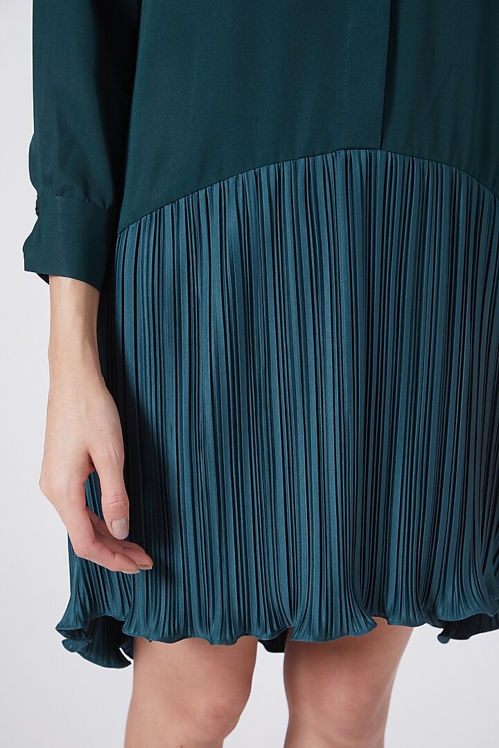 Green Mini Summer Shirt Dress by Pleats By Aruni at Pernia's Pop Up Shop