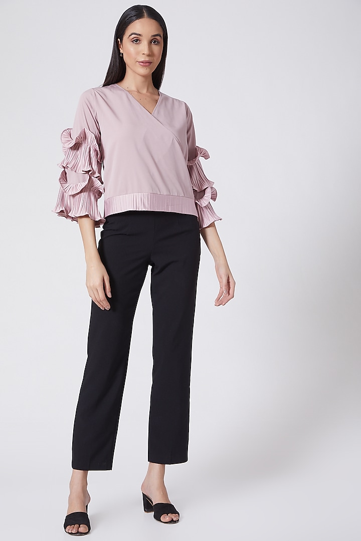 Mauve Crepe Pleated Top by Pleats By Aruni