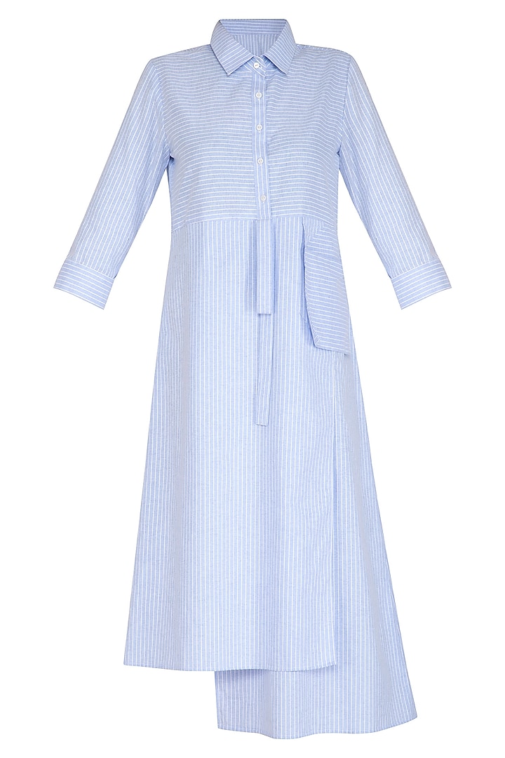 Blue Striped Shirt Dress by Aruni