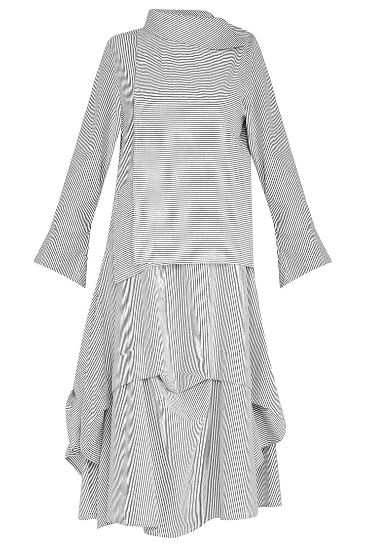 Grey Striped Flap Dress by Aruni