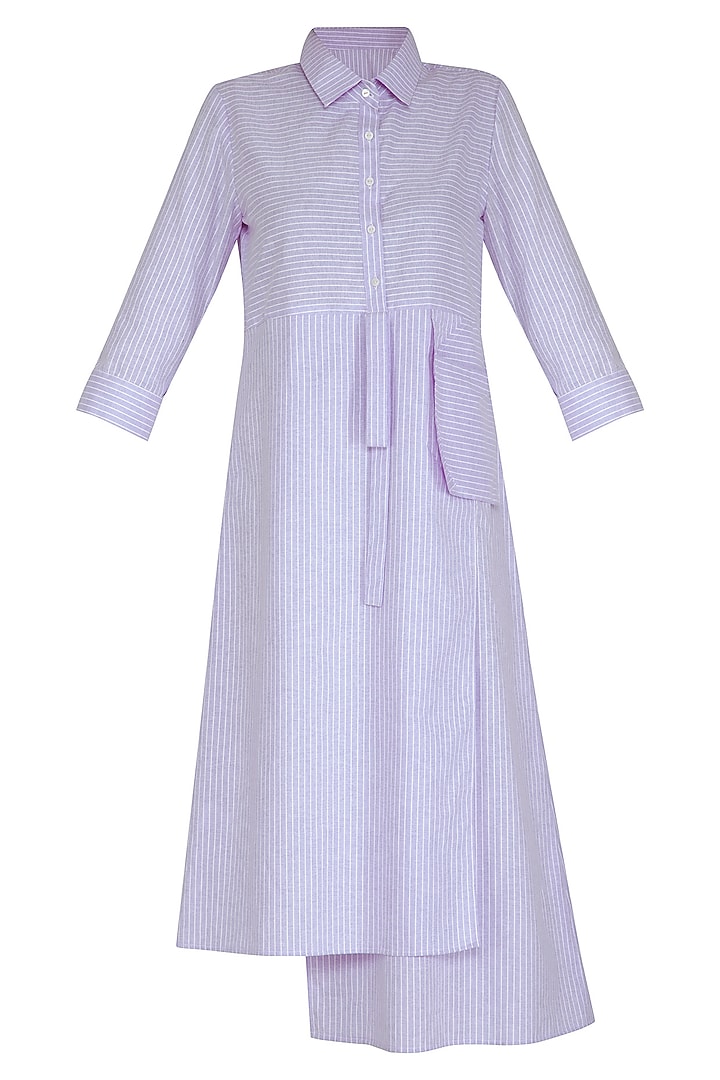 Purple Striped Shirt Dress by Aruni