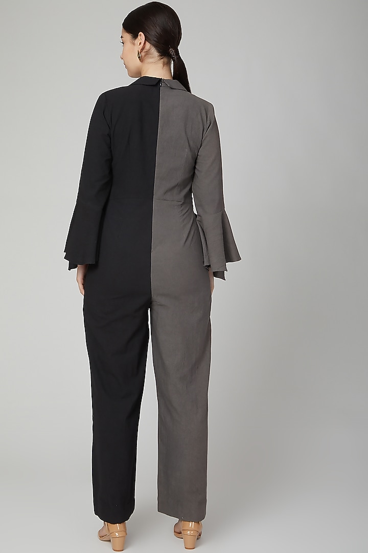 Grey & Black Jumpsuit With Flap by Aruni at Pernia's Pop Up Shop
