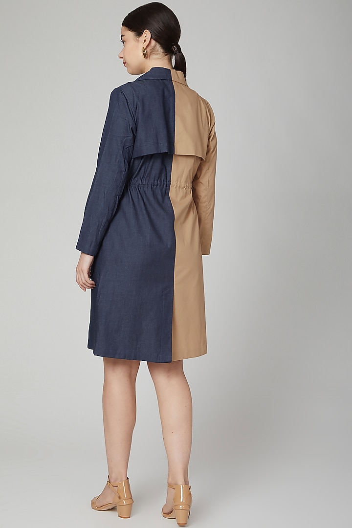 Brown & Blue Jacket Dress by Aruni at Pernia's Pop Up Shop