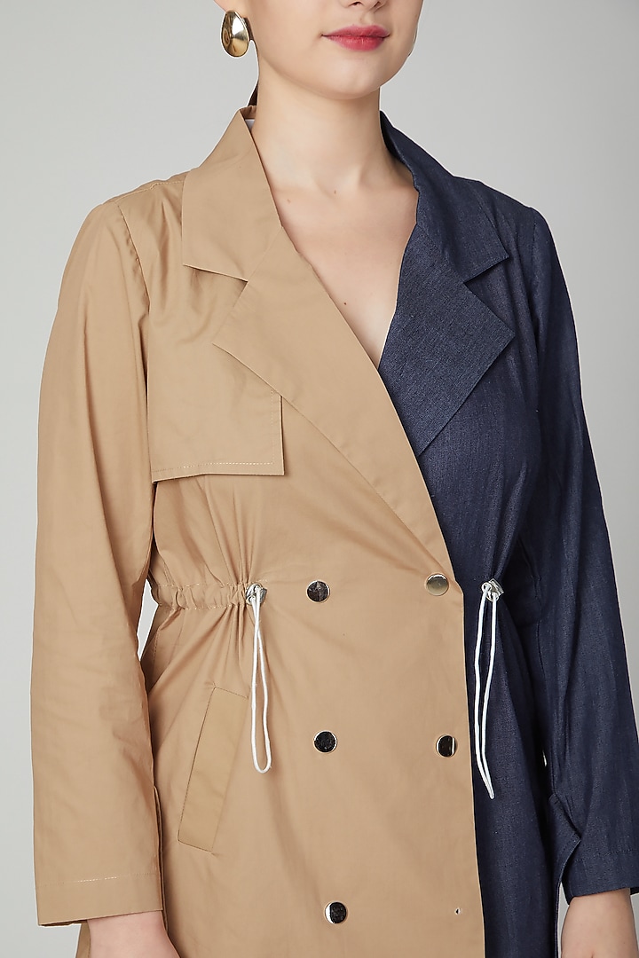 Brown & Blue Jacket Dress by Aruni at Pernia's Pop Up Shop