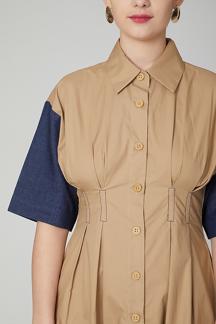 Brown Midi Summer Dress With Button Placket by Aruni at Pernia's Pop Up Shop
