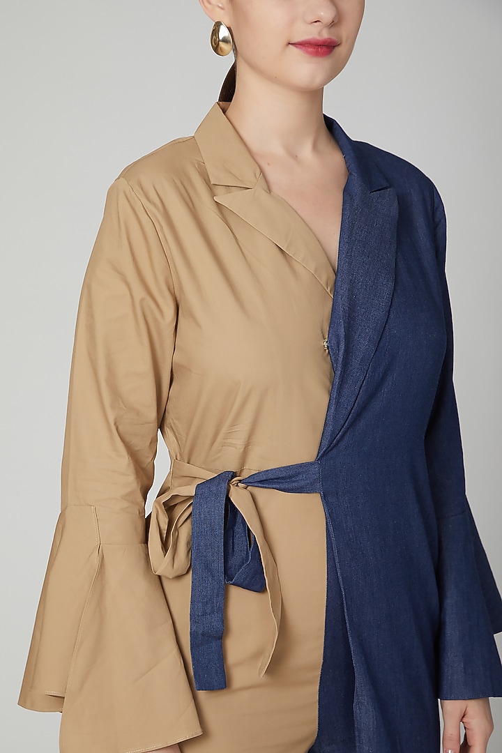 Brown & Blue Jumpsuit With Concealed Zipper by Aruni at Pernia's Pop Up Shop