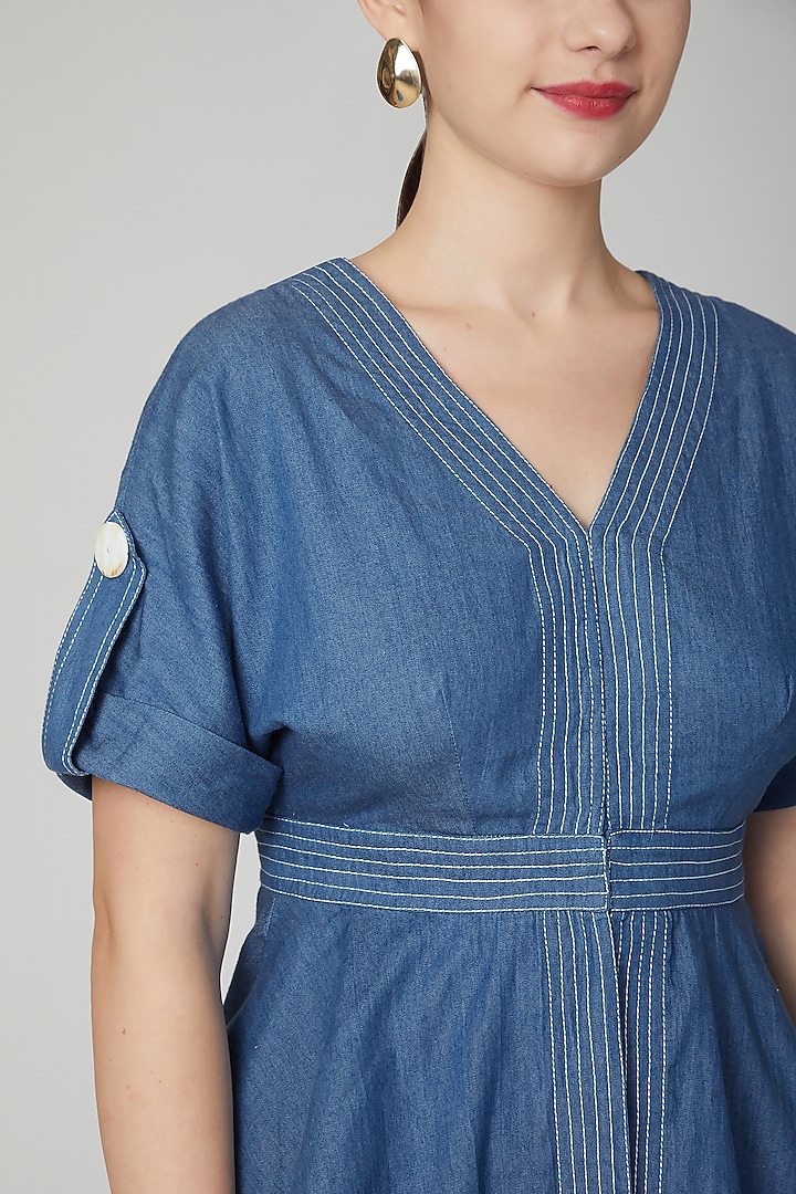 Cobalt Blue Peplum Denim Top by Aruni at Pernia's Pop Up Shop
