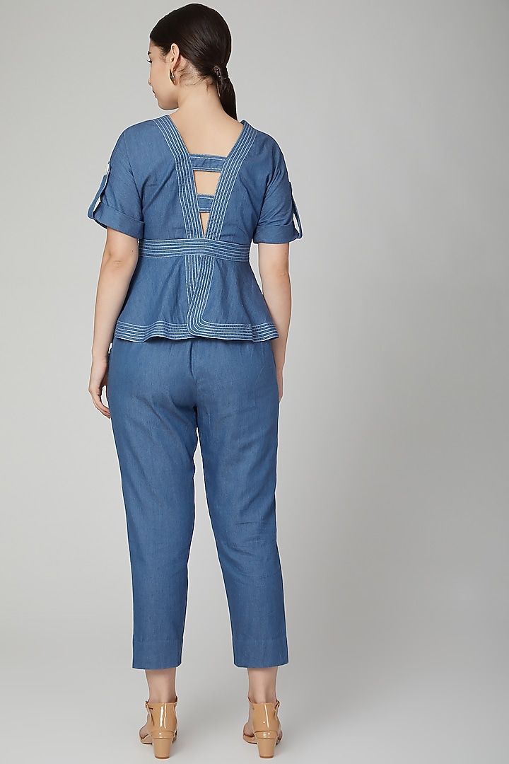 Cobalt Blue Pants With Concealed Zipper by Aruni at Pernia's Pop Up Shop