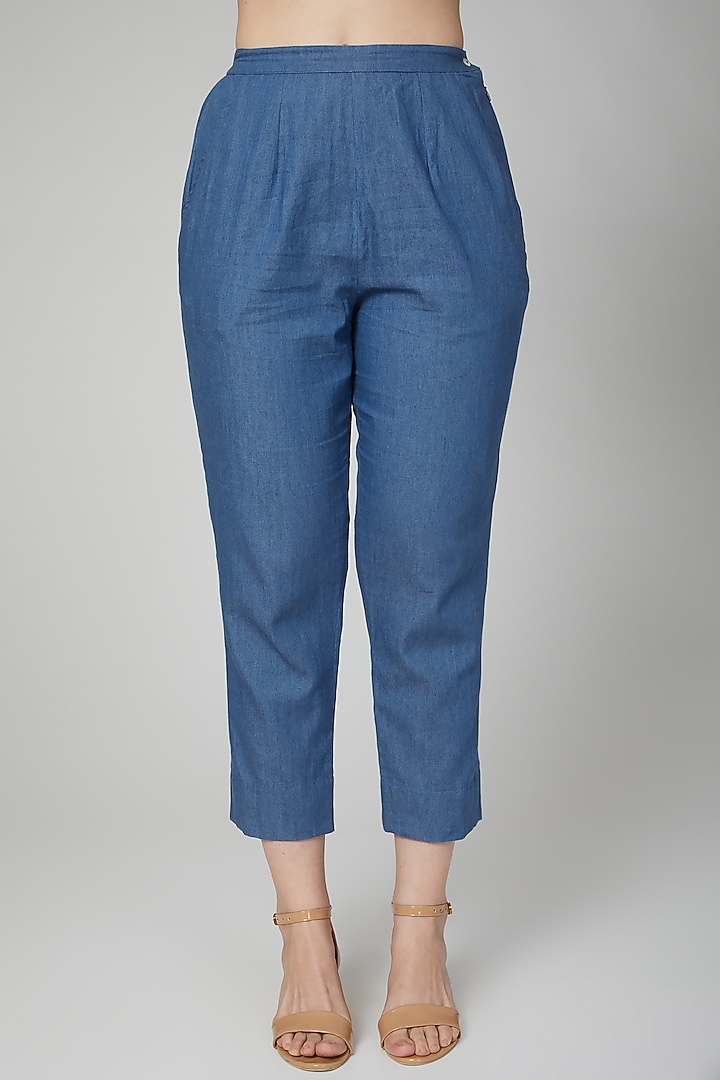 Cobalt Blue Pants With Concealed Zipper by Aruni at Pernia's Pop Up Shop