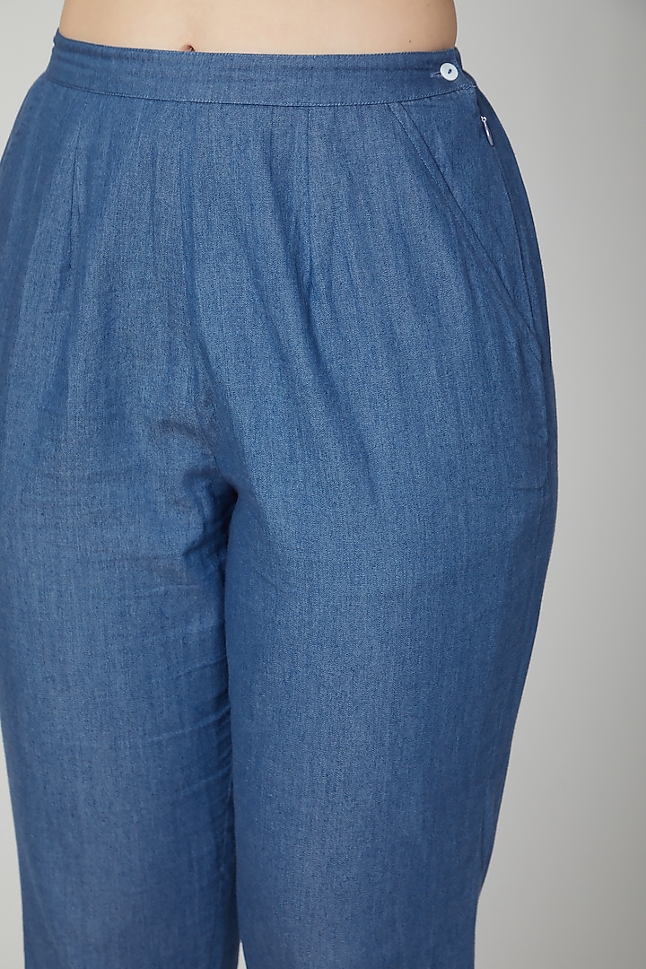 Cobalt Blue Pants With Concealed Zipper by Aruni at Pernia's Pop Up Shop