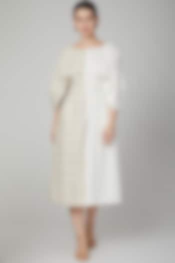 Nude & White Midi Dress by Aruni