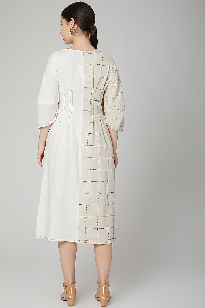 Nude & White Midi Summer Dress by Aruni at Pernia's Pop Up Shop