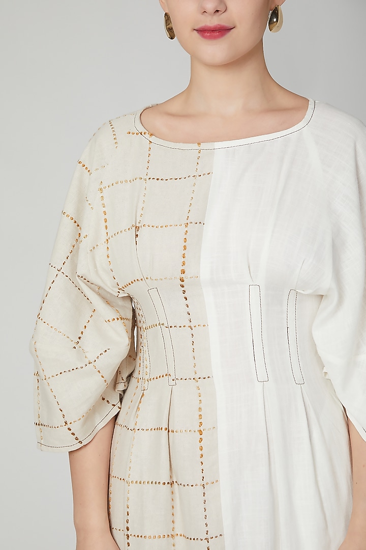 Nude & White Midi Summer Dress by Aruni at Pernia's Pop Up Shop