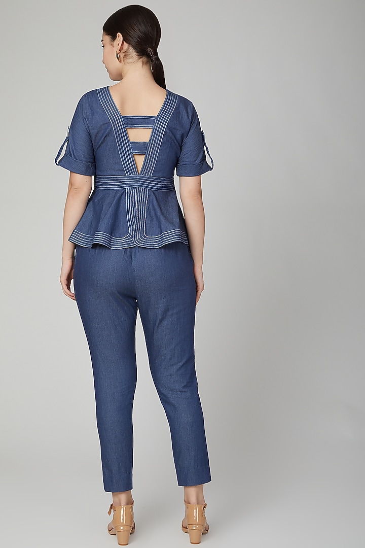 Cobalt Blue Denim Peplum Top by Aruni at Pernia's Pop Up Shop