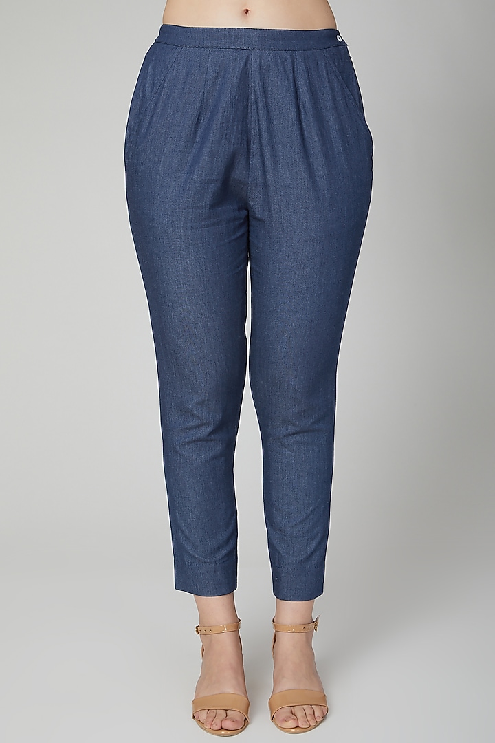 Cobalt Blue Denim Peplum Top by Aruni at Pernia's Pop Up Shop