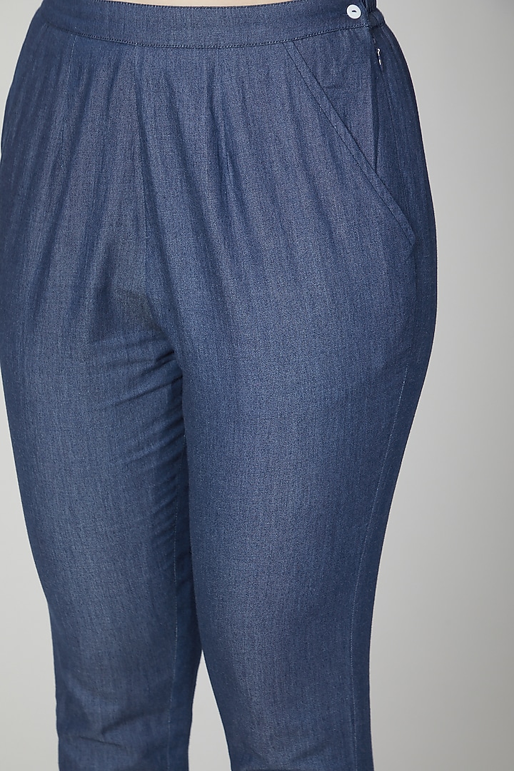 Cobalt Blue Denim Peplum Top by Aruni at Pernia's Pop Up Shop