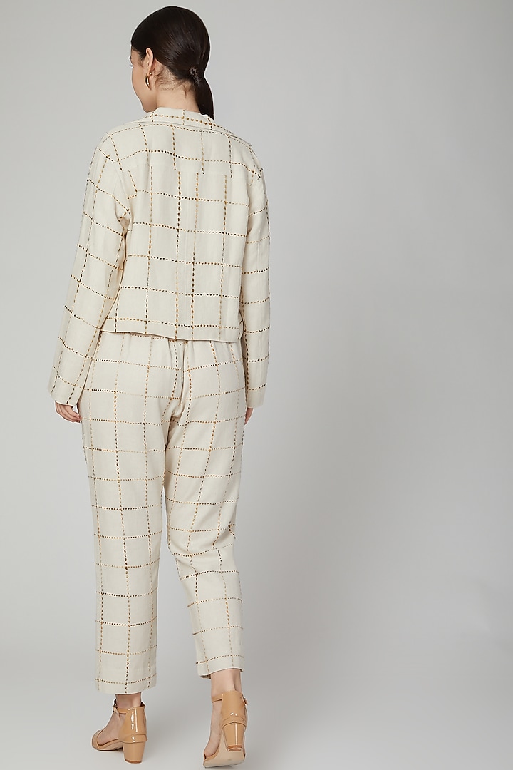 Nude Pants With Embroidery by Aruni at Pernia's Pop Up Shop