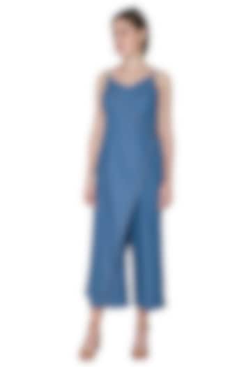 Cobalt Blue Embroidered Jumpsuit by Aruni