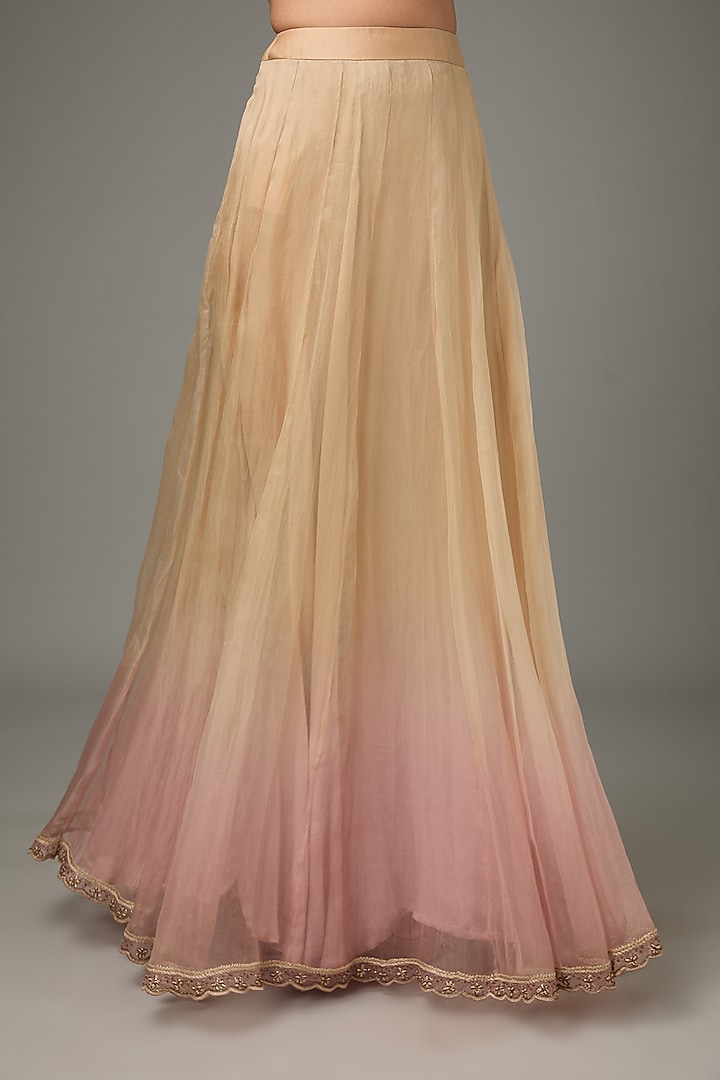 Blush Pink Ombre Silk Organza Wedding Lehenga Set by ANJALIVERMA at Pernia's Pop Up Shop