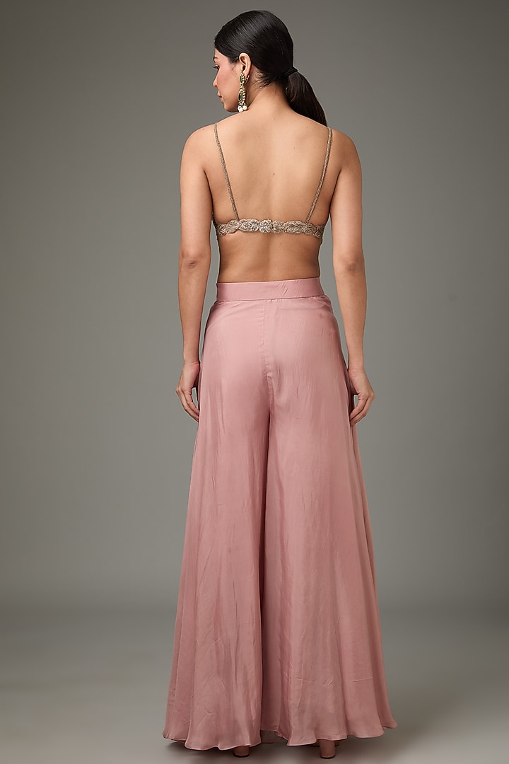 Pink Silk Organza Embellished Cape Set by ANJALIVERMA at Pernia's Pop Up Shop