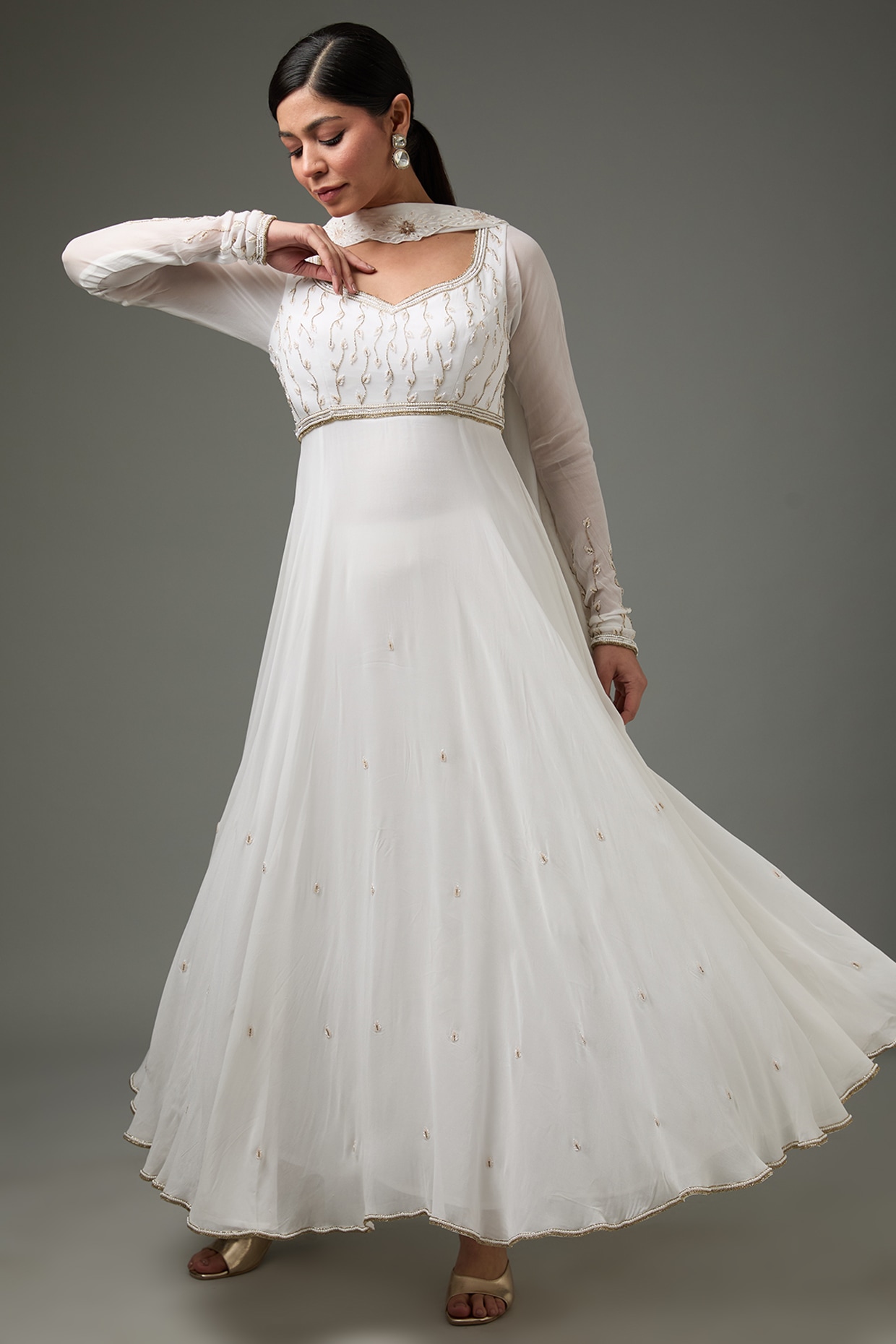 Buy Stylish White Anarkali Set Collection At Best Prices Online