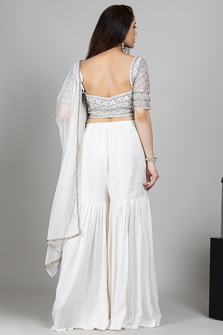 Ivory Cotton & Net Gharara Set by ANJALIVERMA at Pernia's Pop Up Shop