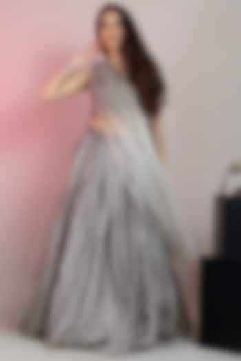 Grey Pure Silk Wedding Lehenga Set by ANJALIVERMA at Pernia's Pop Up Shop