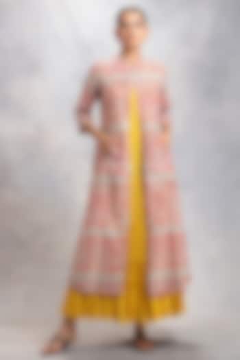 Maroon Jacket Dress In Cotton & Thin Cotton by Anju Modi