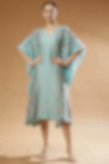 Aqua Silk Kaftan by Anju Modi