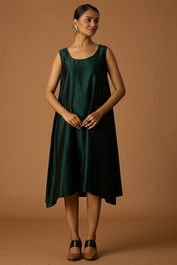 Green Bomber Organza Printed Tunic by Anju Modi at Pernia's Pop Up Shop