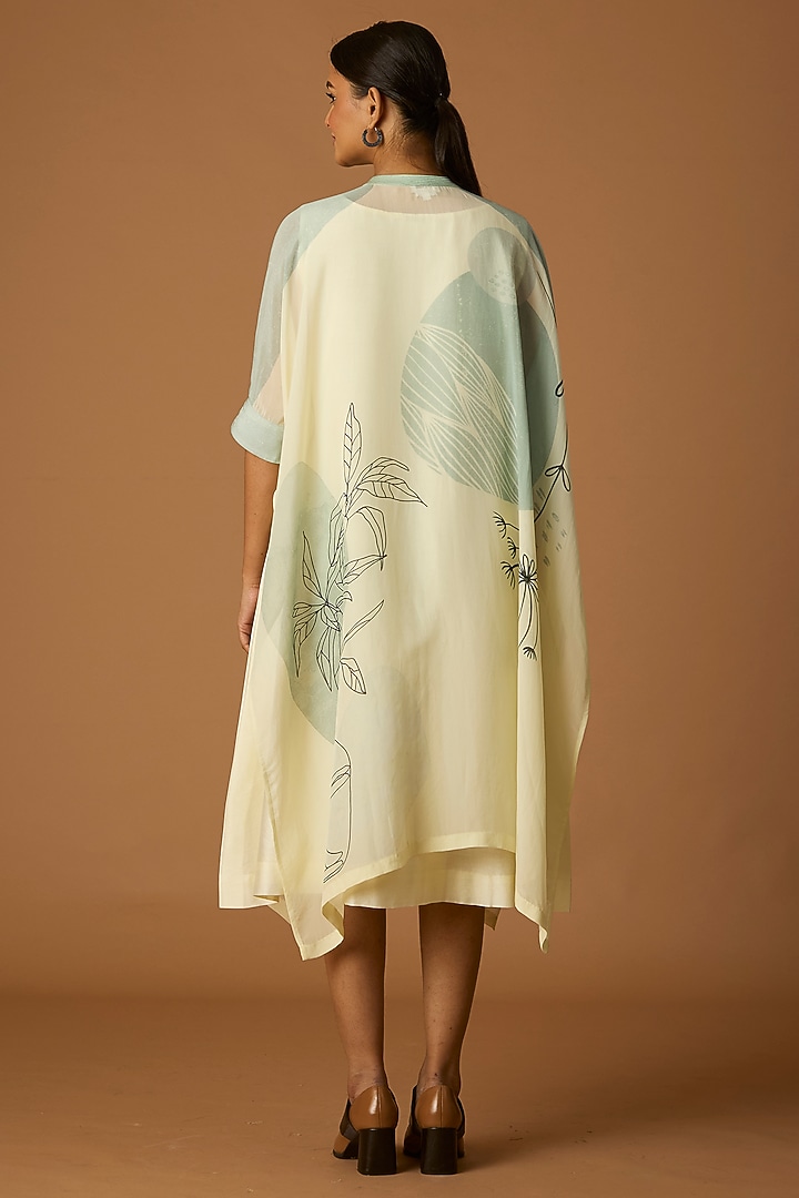 Ivory Bomber Organza Printed Tunic by Anju Modi at Pernia's Pop Up Shop