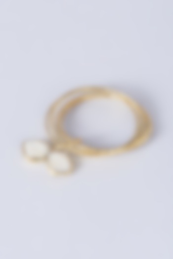 Gold Finish Pearl Bangles (Set of 6) by Anjali Jain Jewellery at Pernia's Pop Up Shop