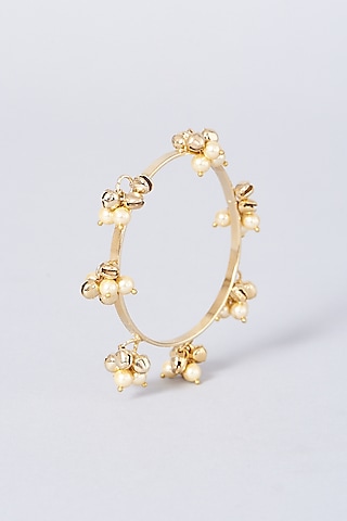 Gold Finish Beaded Bangles (Set of 4) by Anjali Jain Jewellery