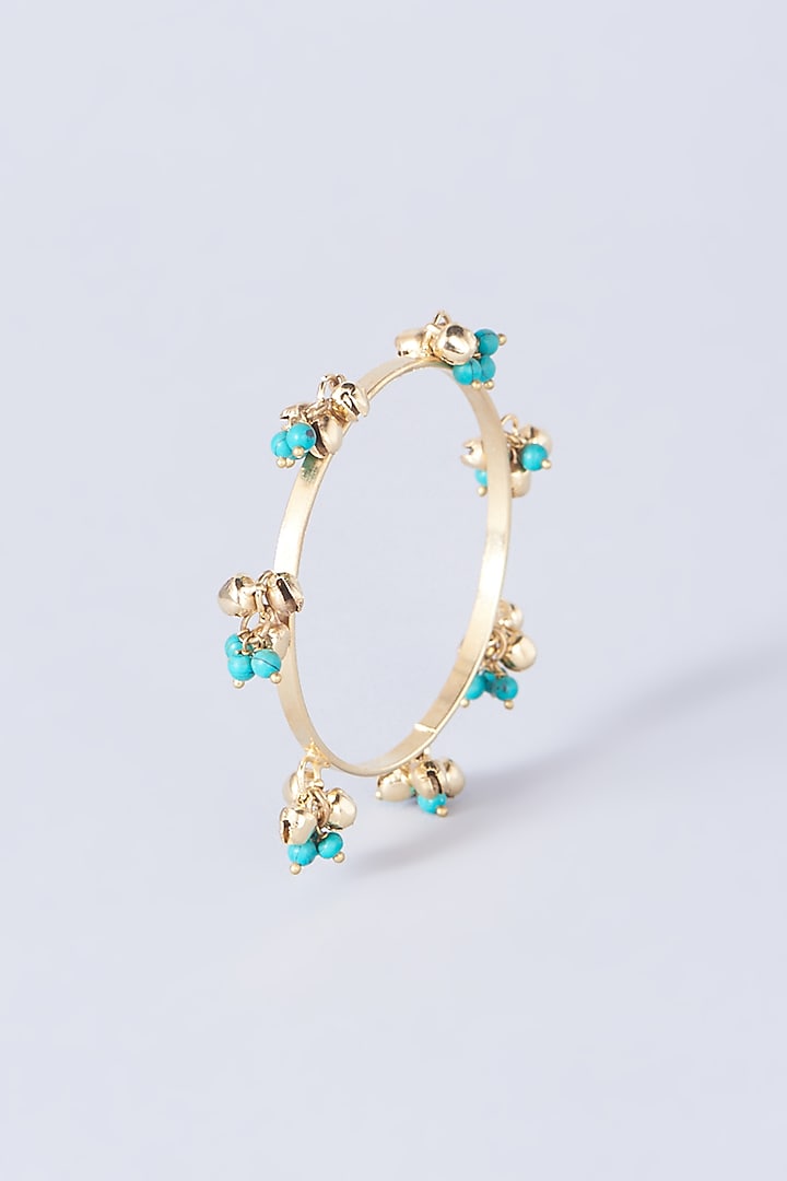 Gold Finish Pearl Bangles (Set of 4) by Anjali Jain Jewellery at Pernia's Pop Up Shop