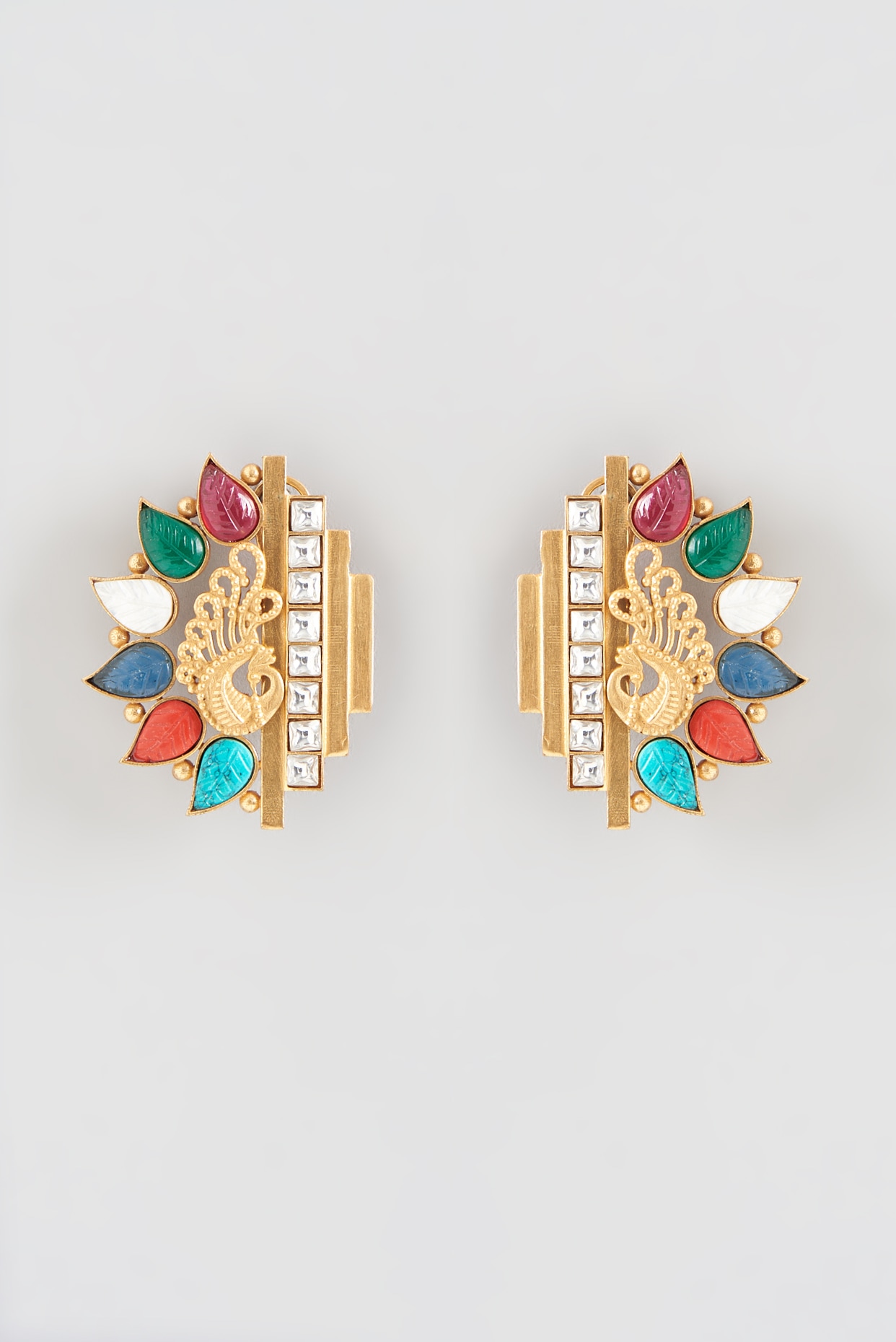 Pushpanjali Floral Navaratna Stones Earring  Abdesignsjewellery