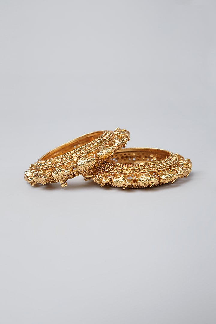 Gold Plated Elephant Bangles by Anjali Jain Jewellery at Pernia's Pop Up Shop