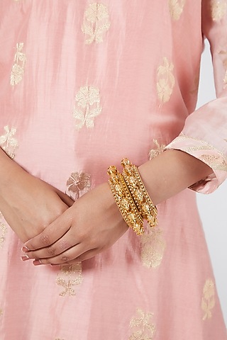 Gold Plated Elephant Bangles by Anjali Jain Jewellery