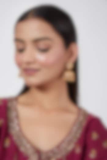 Gold Plated Peacock Jhumka Earrings by Anjali Jain Jewellery
