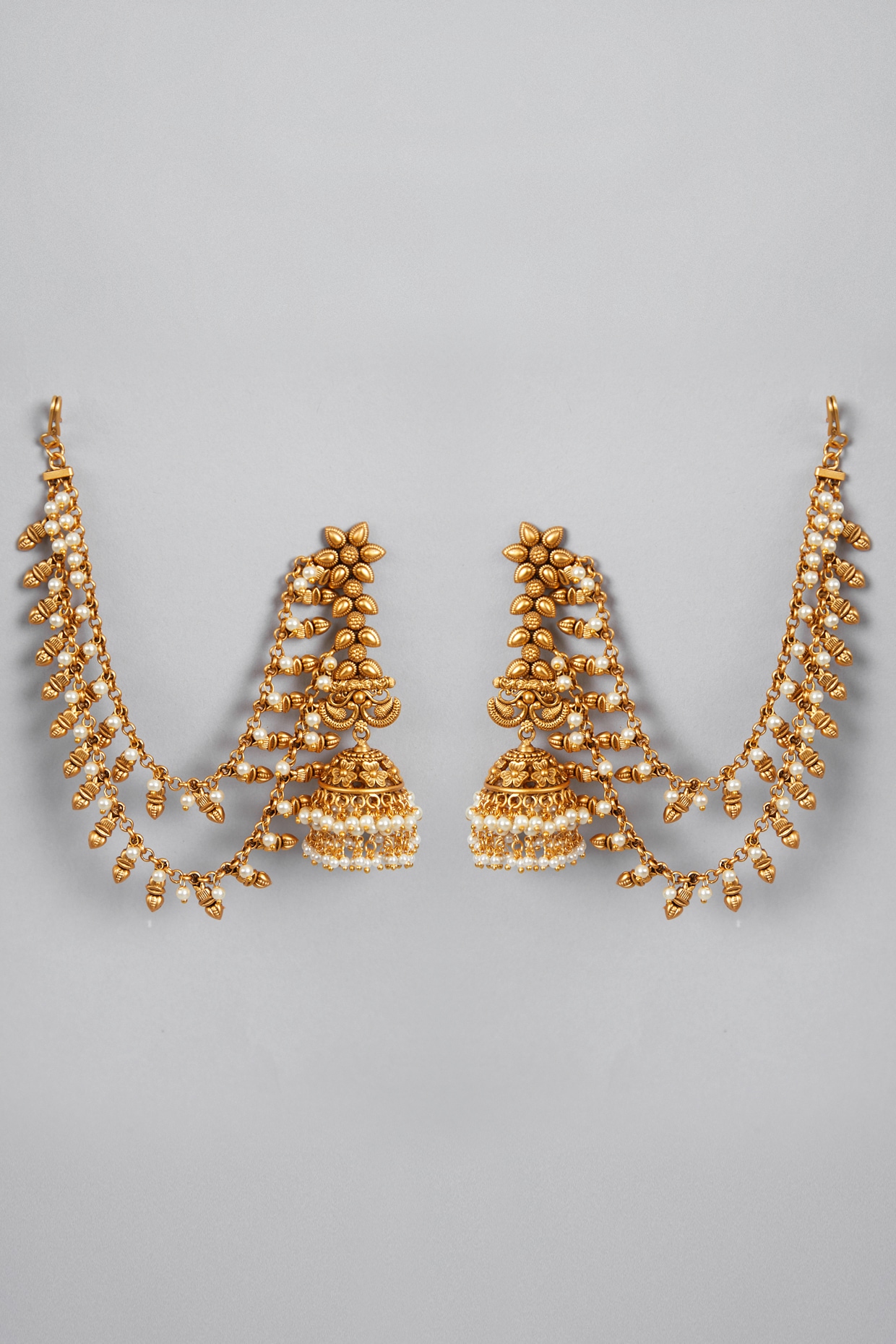 Buy Online Silver look oxidized jhumka jhumki earrings, Indian earrings  with side chain, black polish jh - Zifiti.com 1078915