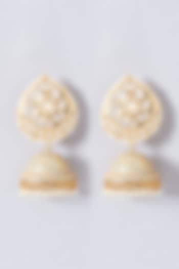 Gold Finish Kundan Polki Jhumka Earrings by Anjali Jain at Pernia's Pop Up Shop