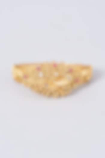 Gold Finish Temple Bracelet by Anjali Jain Jewellery